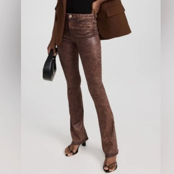 L'Agence Selma High-Rise Sleek Baby Boot Jeans Cocoa Mineral Coated -25 NWT - Picture 9 of 14